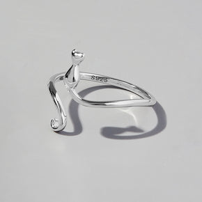 Cat Shape Sterling Silver Ring