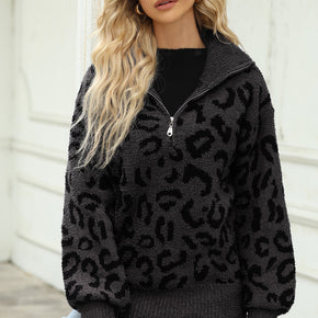 Leopard Half-Zip Sweater