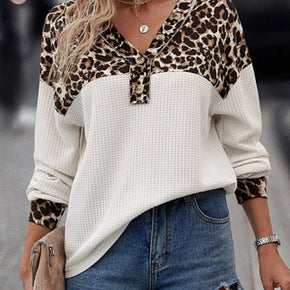 Leopard V-Neck Long Sleeve T-Shirt