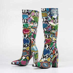 Printed Pointed Toe Boots