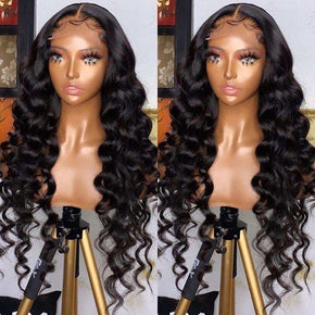 180% Density Full Transparent Lace Front Loose Wave Human Hair Wig