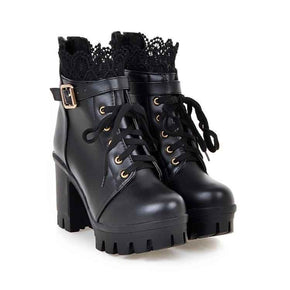 Lace-Up High Heels Boots