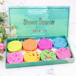 Shower Steamer Aromatherapy Round Biscuit Flower Shower Set Essential Oil Bath Salt Bubble Bomb