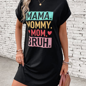 Letter Graphic Short Sleeve Mini Tee Dress