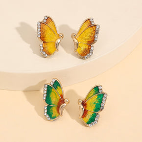 2 Piece Rhinestone Butterfly Stud Earrings