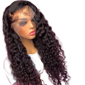 Transparent Lace Frontal Deep Wave Human Hair Wigs 200%