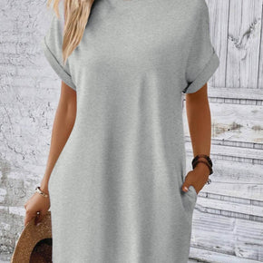 Round Neck Short Sleeve Mini Dress