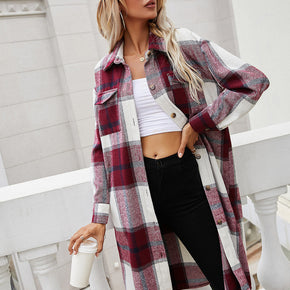 Plaid Longline Shirt Jacket