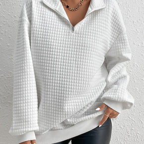 Collared Neck Long Sleeve Sweatshirt