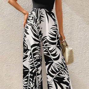 Printed Halter Wide Leg Jumpsuit