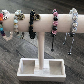 Yoga Bracelets Black Beaded with Spiritual Charms