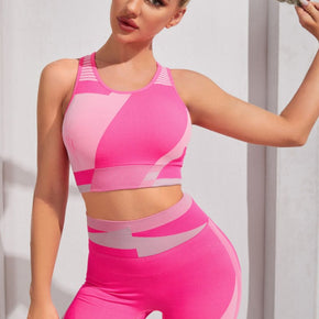 Color Block Sports Bra and Shorts Set