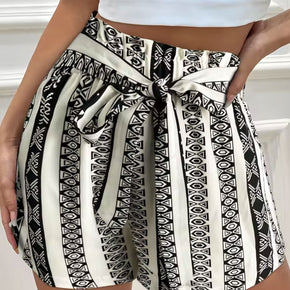 Tied Geometric Shorts