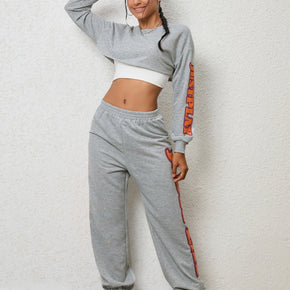 Cropped Sweatshirt and Sweatpants Set