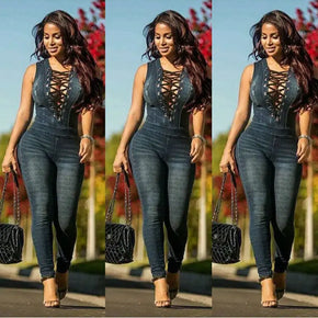 Denim Skinny Jean Jumpsuit