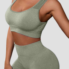 Cutout Scoop Neck Tank and Shorts Active Set