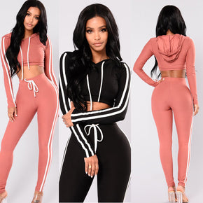 Women Ladies Tracksuit Crop Top Hoodies Sweatshirt Pants Sets