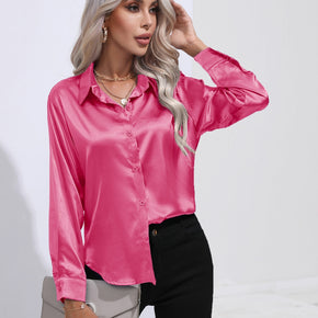 Collared Neck Buttoned Long Sleeve Shirt