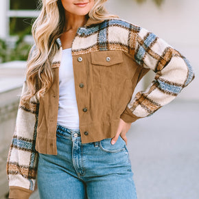 Plaid Collared Neck Button Down Jacket