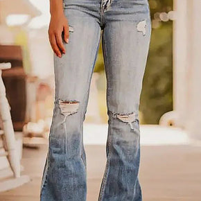 Distressed Raw Hem Bootcut Jeans