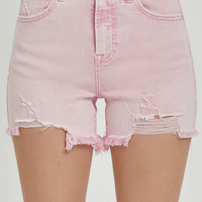 RISEN High Rise Distressed Denim Shorts