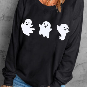 Ghost Round Neck Long Sleeve Sweatshirt