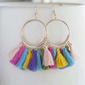 Rainbow Tassel Boho Earrings