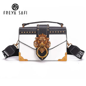 Metal Lion Head Mini Square Pack Shoulder Bag