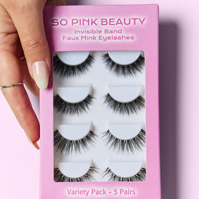 SO PINK BEAUTY Faux Mink Eyelashes Variety Pack 5 Pairs