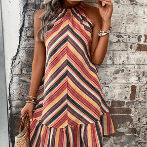 Striped Grecian Neck Dress