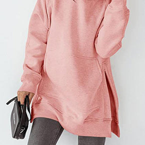 Slit Pocketed Raglan Sleeve Hoodie