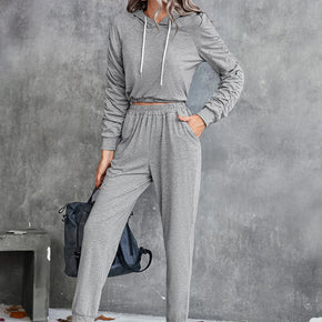 Ruched Raglan Sleeve Hoodie & Joggers Set