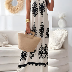 Printed Spaghetti Strap Sleeveless Maxi Dress