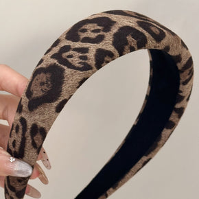 Leopard Polyester Wide Headband