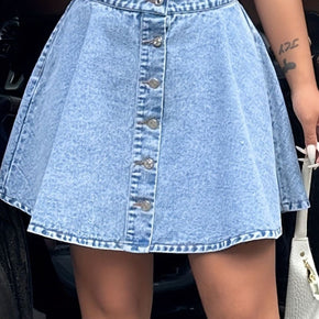 Buttoned Mini Denim Skirt