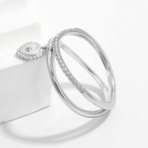 Sterling Silver Zircon Heart Charm Ring