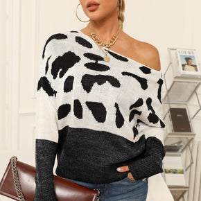 Full Size Two-Tone Boat Neck Sweater