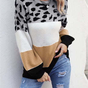 Color Block Round Neck Sweater