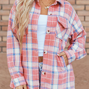 Plaid Button Up Long Sleeve Shacket