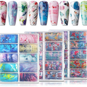 Nail Foil Sticker Kit, 30 Rolls Nail Foil Transfer Flower Butterfly