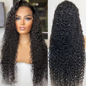 Water Wave Lace Transparent Human Hair Wigs 180%