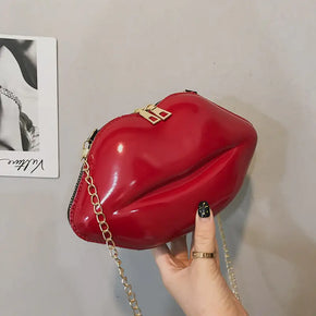 Mini Shoulder Zipper Crossbody  Lip Chain Bag