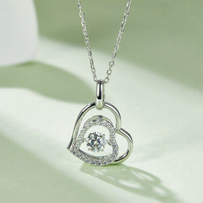 Moissanite Sterling Silver Heart Necklace