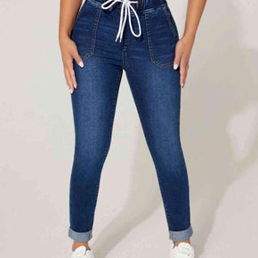 Drawstring Cropped Jeans