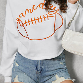 GAME DAY Ball Graphic Notched Sweatshirt