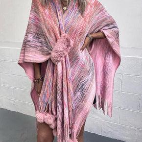 Heathered Fringe Hem Poncho