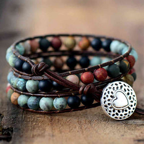 Handmade Triple Layer Beaded Agate Bracelet