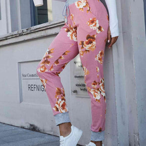 Floral Print Slim Fit Long Pants