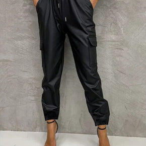 Tied High Waist Pants with Pockets