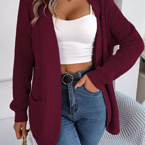 Open Front Long Sleeve Cardigan with Pockets